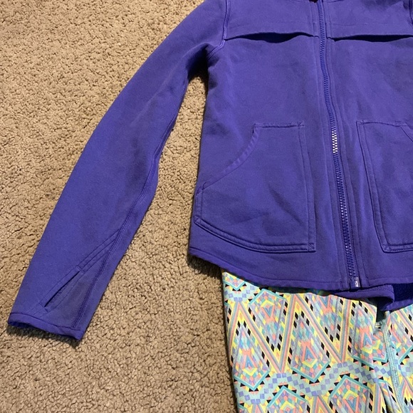 Ivivva set yoga pants jacket zip up hooded purple green outfit girls 7 - Picture 2 of 8